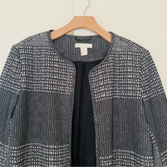 H&M Black White Checkered Open Overcoat - Picture 3 of 11